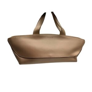 Furla Shimmery Pearlized Leather Peach Pink Baguette Shoulder Bag Y2K Made Italy